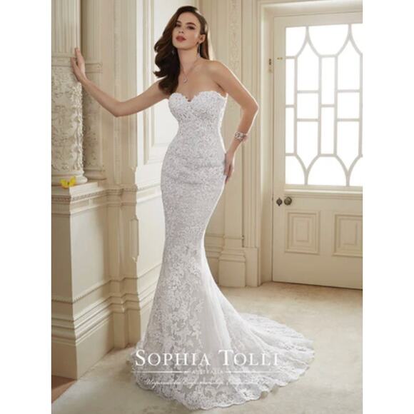 Sophia Toli Maeve Beaded Lace Tulle Detachable Skirt Sz 6 Wedding Gown Sz 6 NEW! - Picture 3 of 8